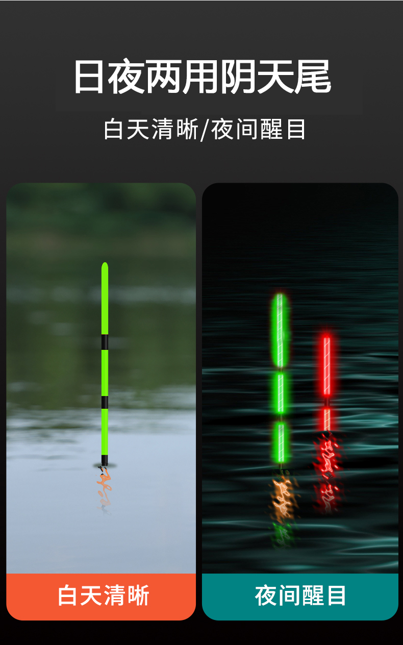 阴天水无影日夜两用全绿光咬钩变色电子夜光漂高灵敏超亮鲫鱼鲤鱼 - 图3