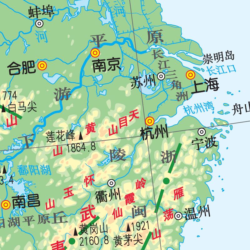 【塑料材质】中国地形全图全新桌面地图中小学生小号尺寸59*42cm地图正版高清覆膜防水易擦认识地形地理地貌图简约迷你地图翡翠版-图2