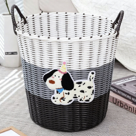 Ins cute puppy imitation rattan large capacity dirty clothes basket