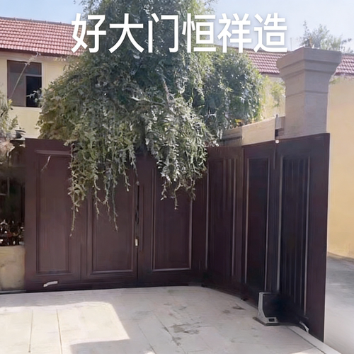 庭院转弯门院子拐弯门电动推拉收缩转角门铝艺定制自建房家用车位 - 图1