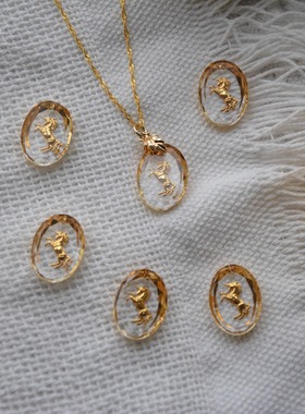 独角兽项链复古水波纹