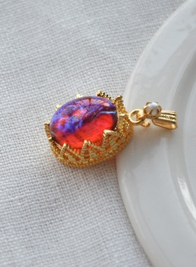 项链琉璃绚丽风琉璃蓝色复古项链