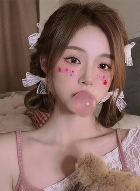 白色蕾丝发夹蝴蝶结侧边夹超仙气