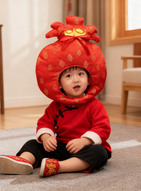 新年红色可爱搞怪福袋头套帽子潮