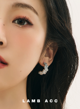 气质C形错落锆石S925耳环耳饰