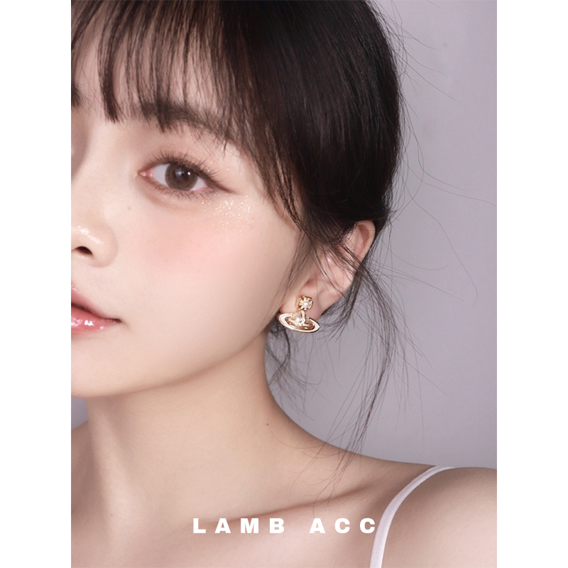 LAMB ACC 寻找蝴蝶 简约气质金属蝴蝶结针织耳饰耳钉 - 图0