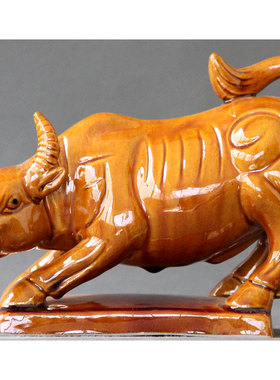 房屋缺角化解陶瓷牛摆件土黄牛卧牛摆设补角镇宅工艺品家居装饰品