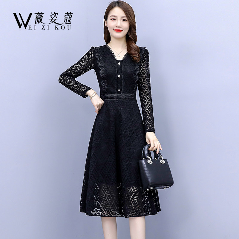 蕾丝连衣裙2022年新款时尚中长裙子 薇姿蔻连衣裙