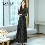 Осеннее платье, длинный осенний лонгслив, элитная шифоновая длинная юбка, в цветочек, коллекция 2022