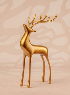 招财全铜鹿摆件客厅办公室饰品