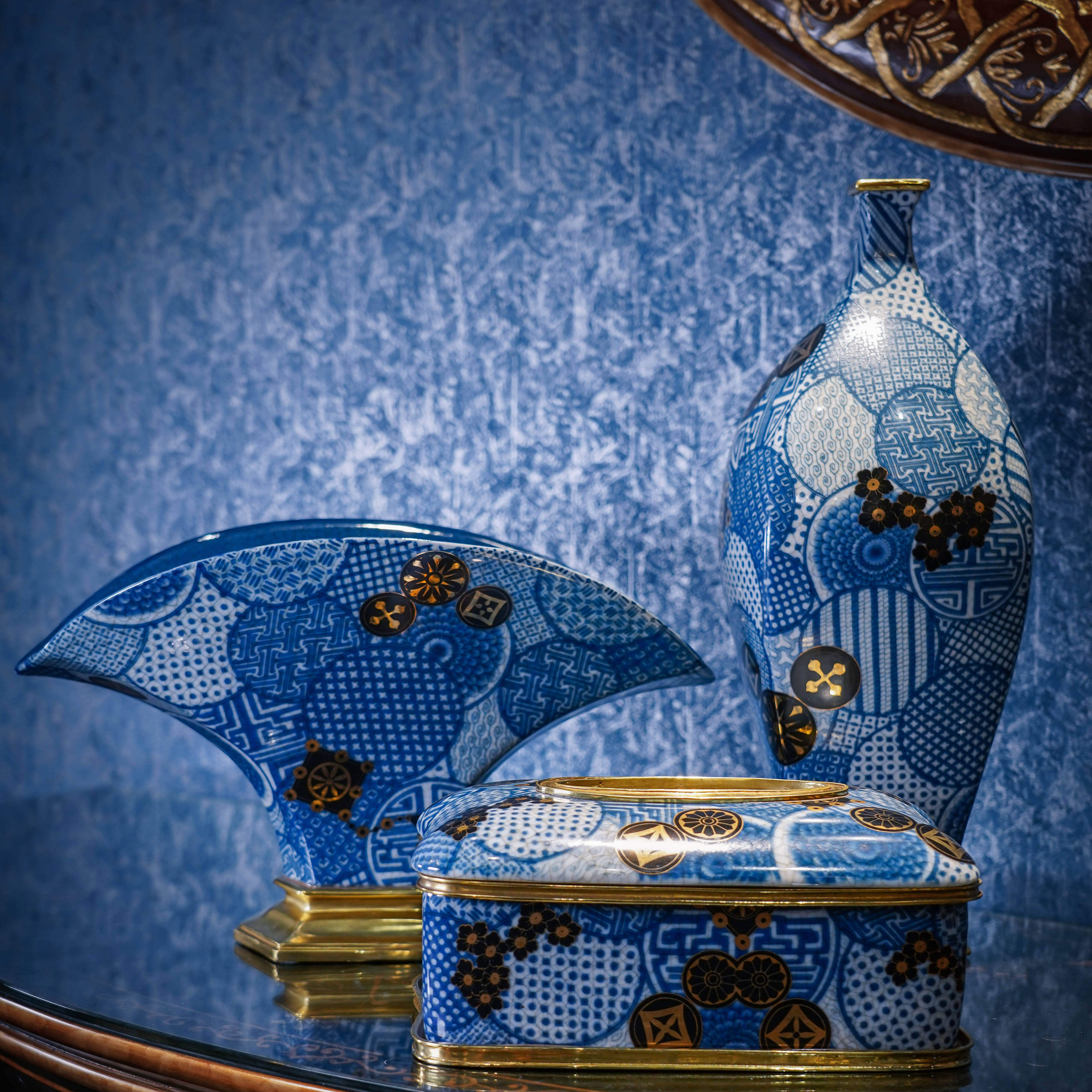 欧式轻奢美式复古家居装饰品客厅玄关桌面铜配瓷花瓶摆件纸巾盒,淘宝优惠券,粉丝福利购,淘宝优惠卷