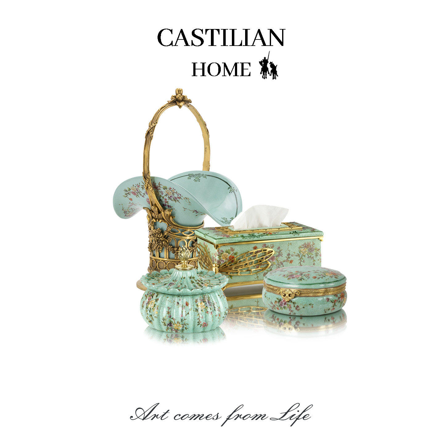 卡斯特兰花之恋家居软装法式客厅水果碗纸巾盒花瓶托盘点心碟套装,淘宝优惠券,粉丝福利购,淘宝优惠卷