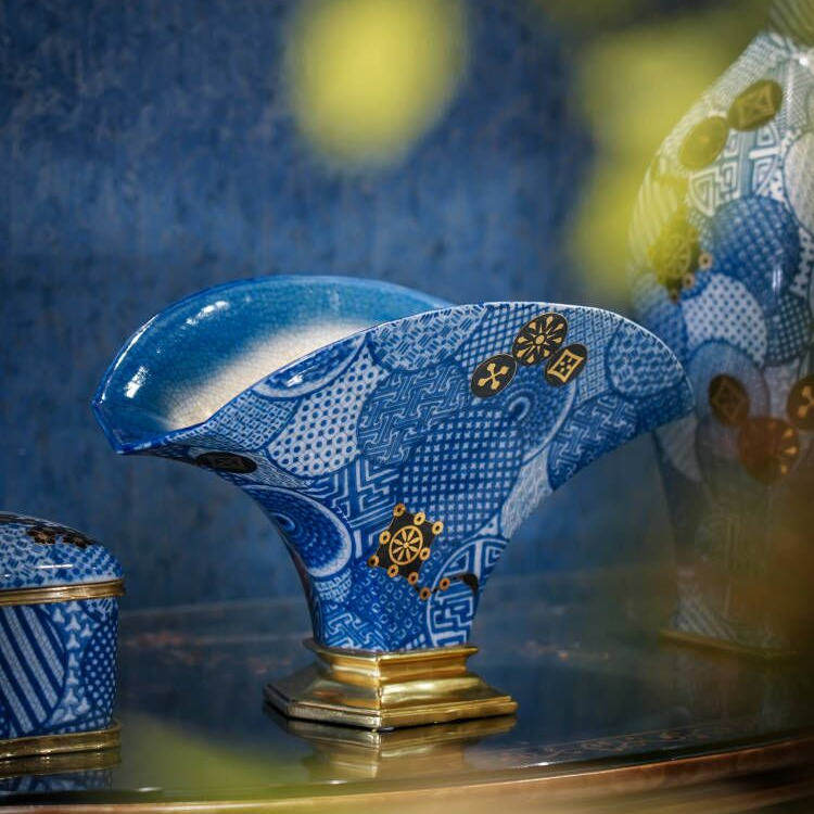 欧式轻奢美式复古家居装饰品客厅玄关桌面铜配瓷花瓶摆件纸巾盒,淘宝优惠券,粉丝福利购,淘宝优惠卷