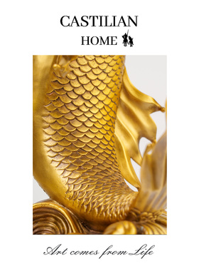 高档招财锦鲤摆件全铜年年有余