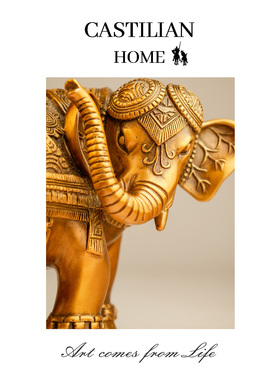 复古黄铜大象摆件家用招财旺宅