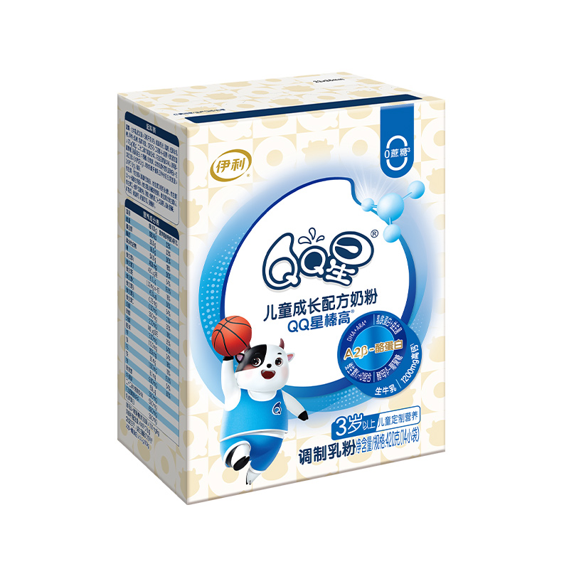 伊利qq星榛高奶粉4段3岁以上儿童学生成长配方牛奶粉四段420g盒装 - 图1
