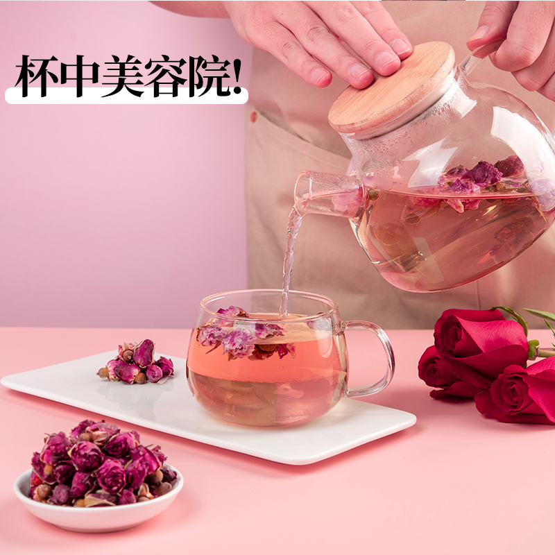 玫瑰花茶平阴玫瑰正品不特级金边玫瑰花茶散装茗花有主官方旗舰店 - 图2