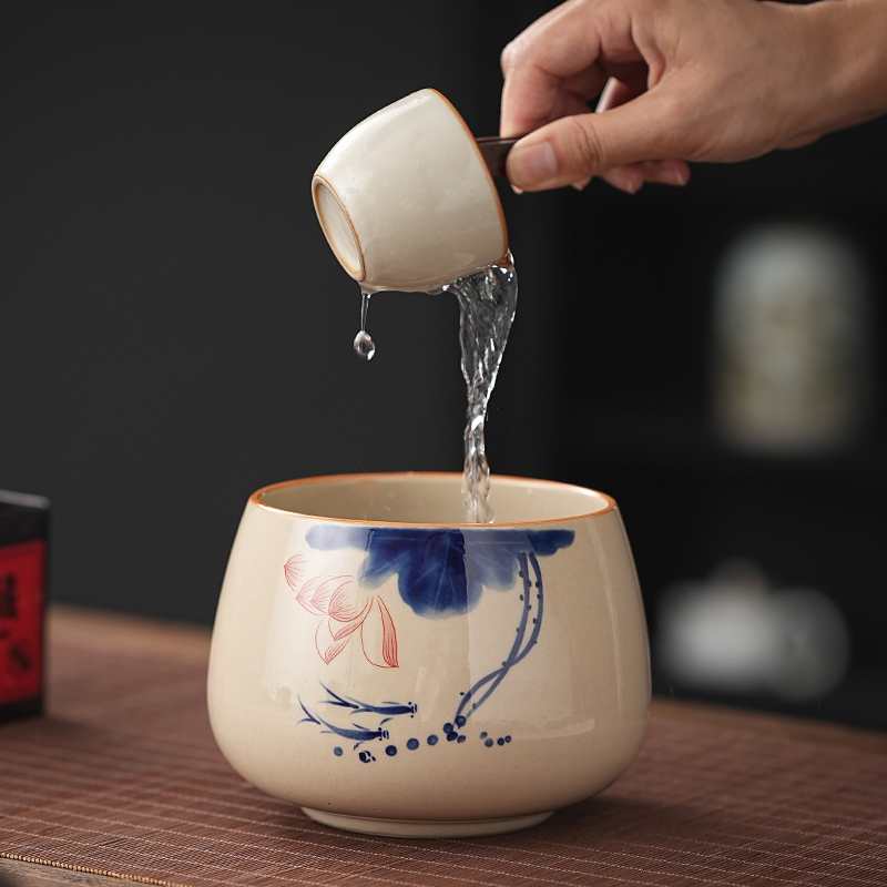 草木灰建水茶道配件工具家用陶瓷茶杯茶洗茶渣缸储茶叶茶水废水缸