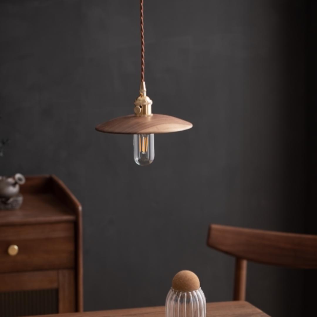 实原木日式侘寂风黑胡桃店铺床头过道吧台民宿餐茶室客厅复古吊灯 - 图0