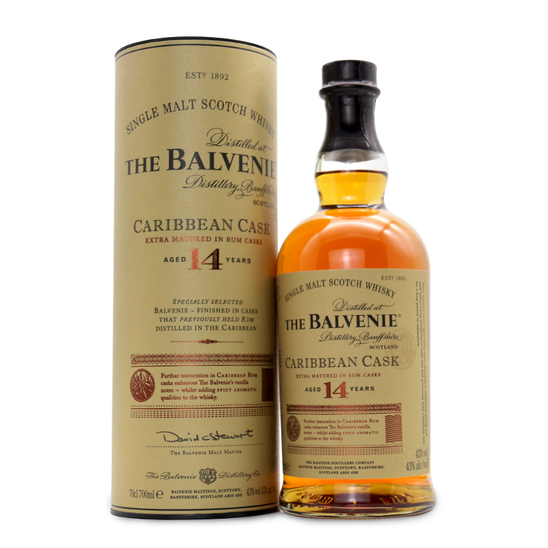 BALVENIE苏格兰百富14年单一麦芽威士忌加勒比桶陈酿英国进口洋酒 - 图3