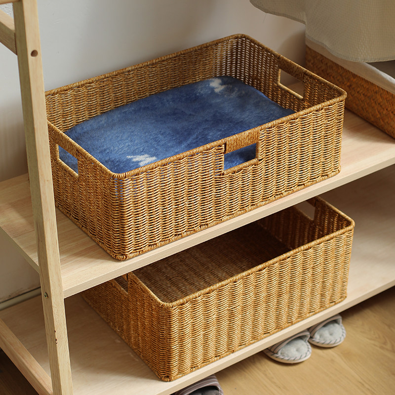 仿藤编收纳筐客厅电视柜茶几抽屉收纳篮浴室柜储物筐衣架子整理篮,淘宝优惠券,粉丝福利购,淘宝优惠卷