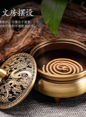 铜盘香炉思友仿古工艺线香插