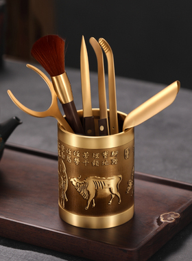 五牛纳福茶道六君子套装茶桌摆件