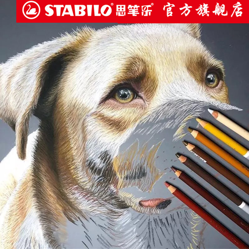 stabilo旗舰店德国思笔乐色粉彩铅14系列彩铅笔专业手绘水溶性彩铅粉彩铅笔素描手绘彩铅笔绘画-图0