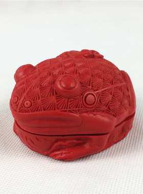 燕京八绝 北京特色工艺品 3寸漆器大漆盒 雕漆首饰盒粉盒印泥盒