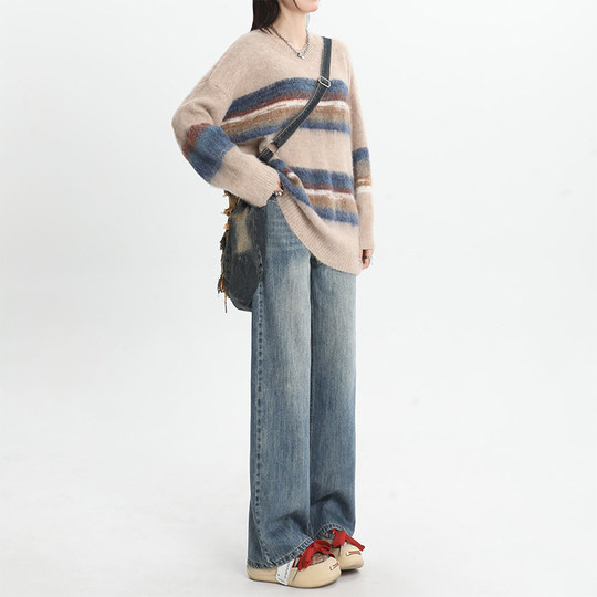 Women's loose wide leg straight jeans 2025 new style