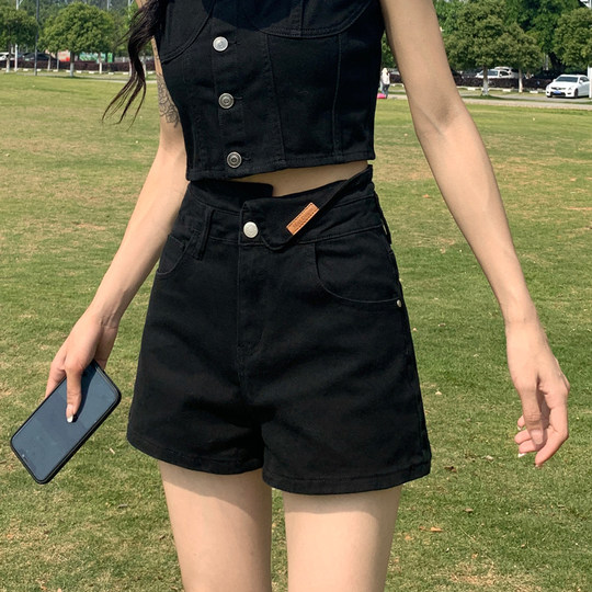 高腰黑色牛仔短裤女秋冬2025年新款爆款a字宽松显瘦辣妹外穿热裤