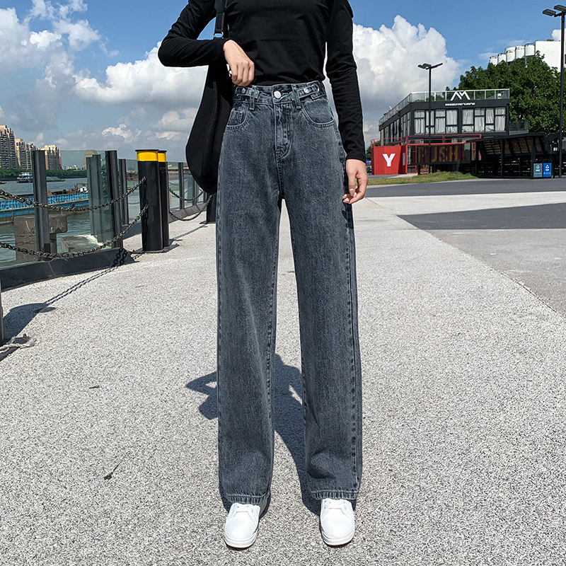 高腰阔腿直筒春秋季2020年牛仔裤 灵貂牛仔裤