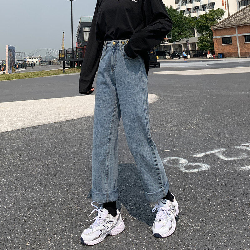 直筒2020年新款秋装宽松显瘦牛仔裤 灵貂牛仔裤