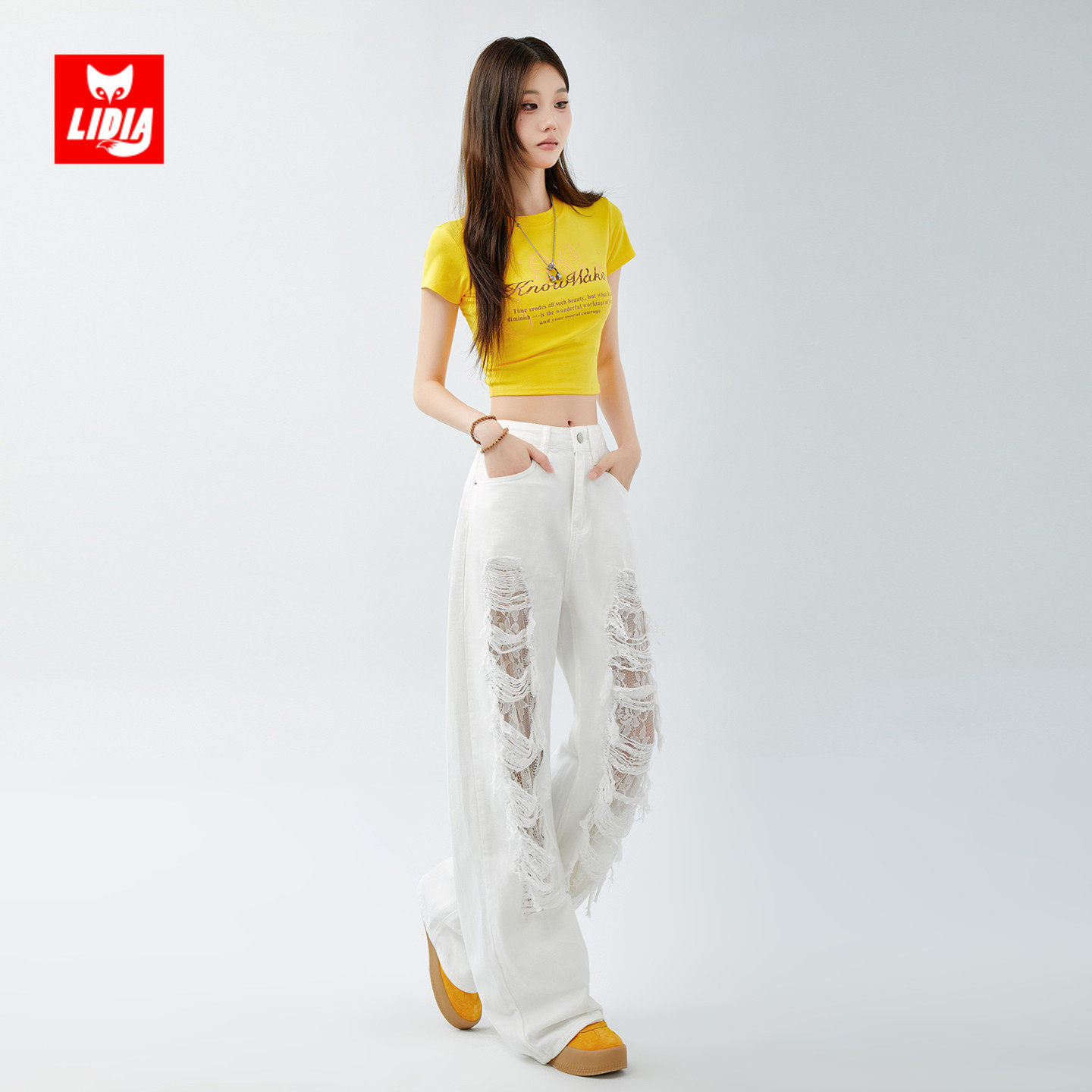 白色蕾丝破洞阔腿牛仔裤女秋冬2025新款高腰宽松显瘦设计感直筒裤,淘宝优惠券,粉丝福利购,淘宝优惠卷