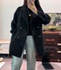 2025春秋新款小个子双面羊毛大衣中长款双排扣西装领宽松毛呢外套
