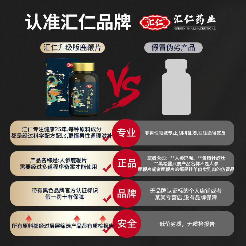 汇仁人参男用可搭片膏丸保健鹿鞭片 康瑞迎宾大药房鹿制膏/鹿制品