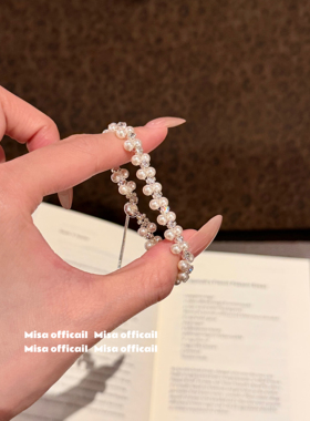 可旋转的雪花水晶手串珍珠手链