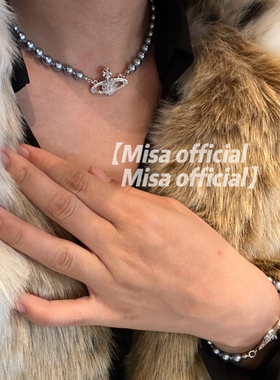 Misa official｜蓝色珍珠土星项链手链显白不撞款气质小众choker