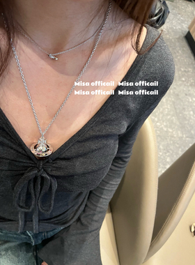 Misa officail｜超级重工!日月星辰立体彩钻限定土星orb项链叠戴