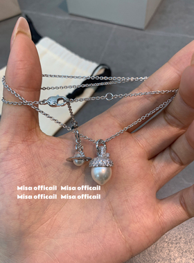 最爱的榛果～小精致土星松果珍珠项链锁骨链高级设计感新款小众女