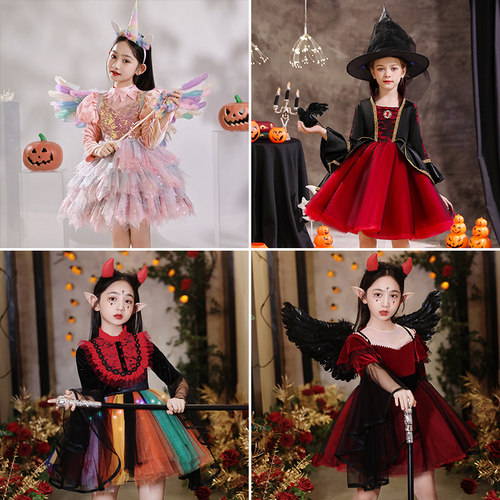万圣节儿童服装cos服装小女孩天使翅膀装扮演出服女童精灵公主裙 - 图0