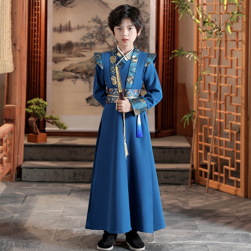 男童唐装汉服春男孩中国风2024新款儿童古装女童古风国学演出服夏-图0