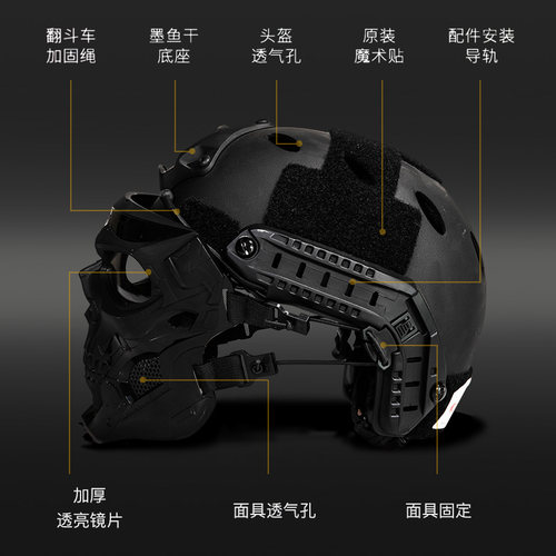 灵鹰骷髅使者面具适配FAST头盔cosplay战术装备全脸防护面罩 - 图1