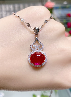 日韩葫芦吊坠925纯银锆石锁骨链