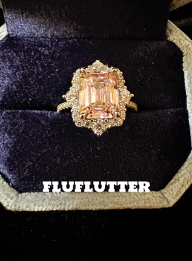 Fluflutter｜馥芙特S925纯银粉钻戒指女高级感雷迪恩切冰花切5A