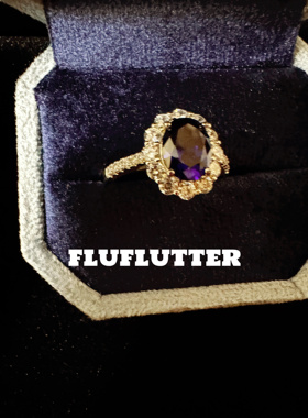 Fluflutter｜馥芙特925银培育皇家蓝宝石戒指经典围镶戒环女
