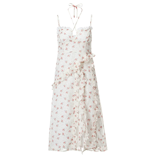 Летнее платье, длинная юбка, французский стиль, цветочный принт