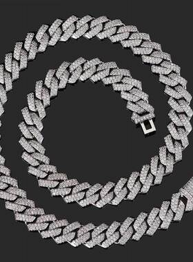 raprock否天然锆石古巴链男士