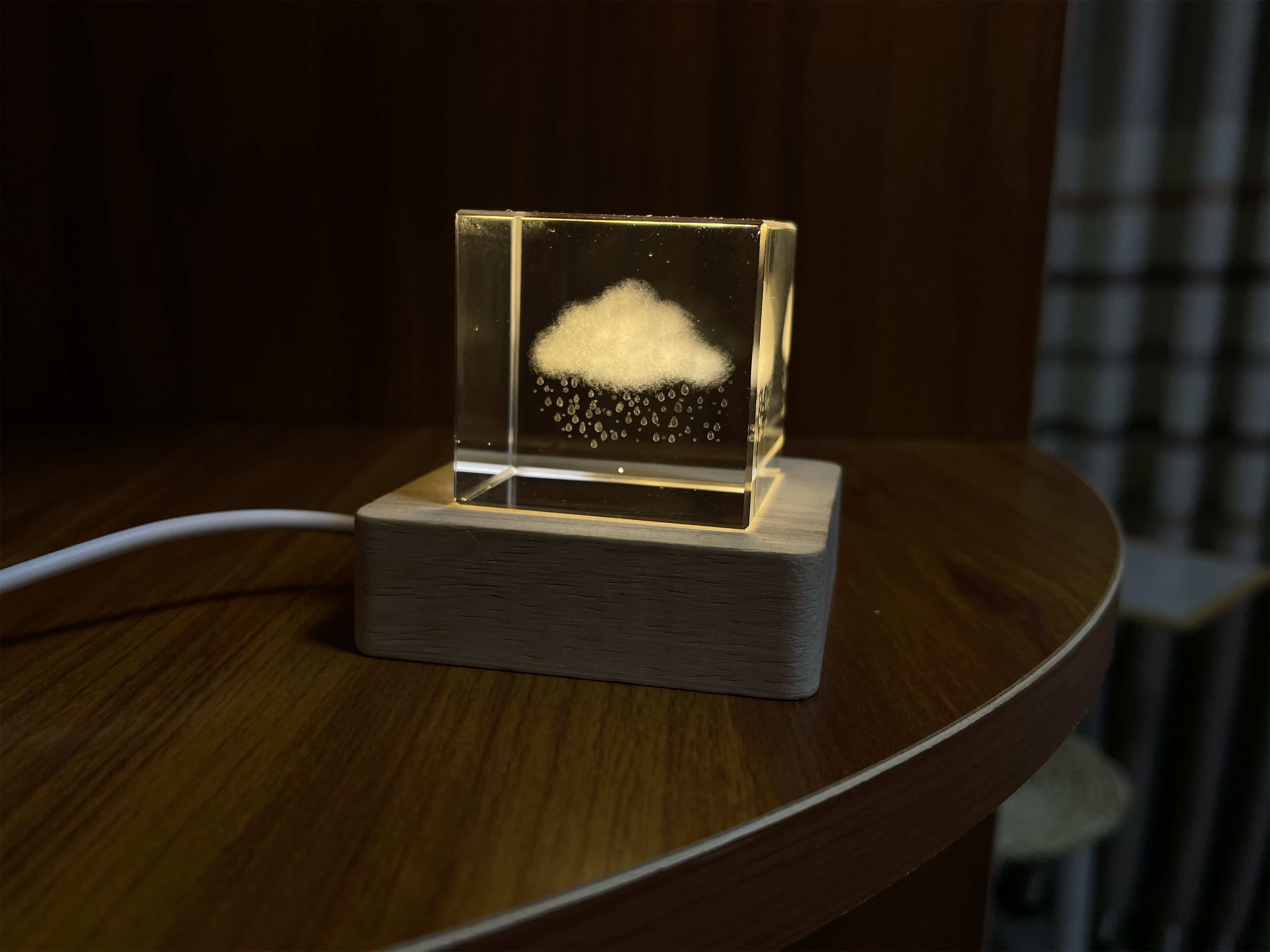 日系治愈小物件下雨的云朵3d水晶立方电脑桌面摆件生日七夕礼物,淘宝优惠券,粉丝福利购,淘宝优惠卷