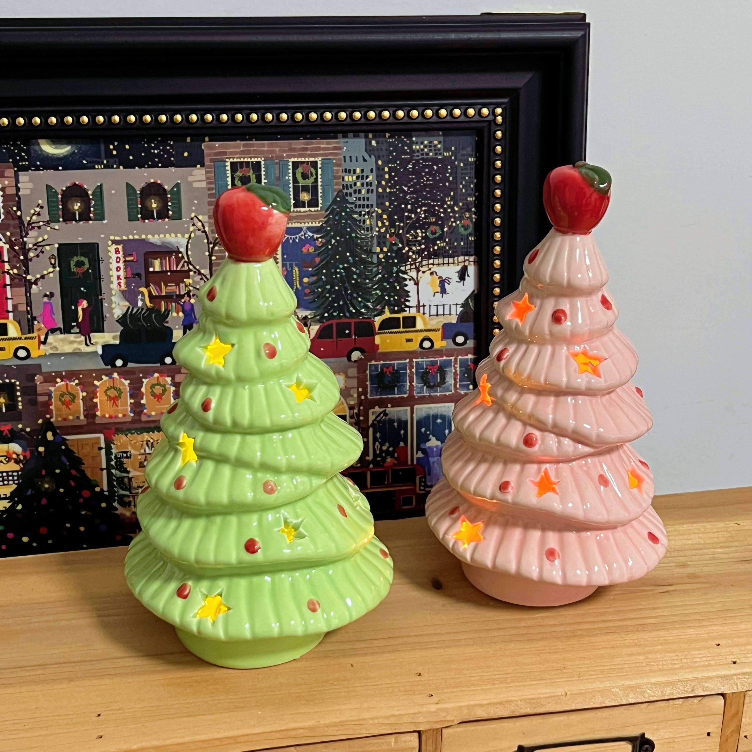 "无聊了送TA一个陶瓷苹果头圣诞树"圣诞桌面摆件创意礼品圣诞礼物,淘宝优惠券,粉丝福利购,淘宝优惠卷